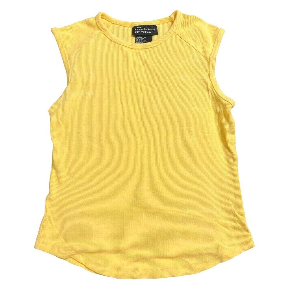 No Boundaries Womens Juniors Sleeveless‎ Tshirt Size Juniors Medium Yellow Tee